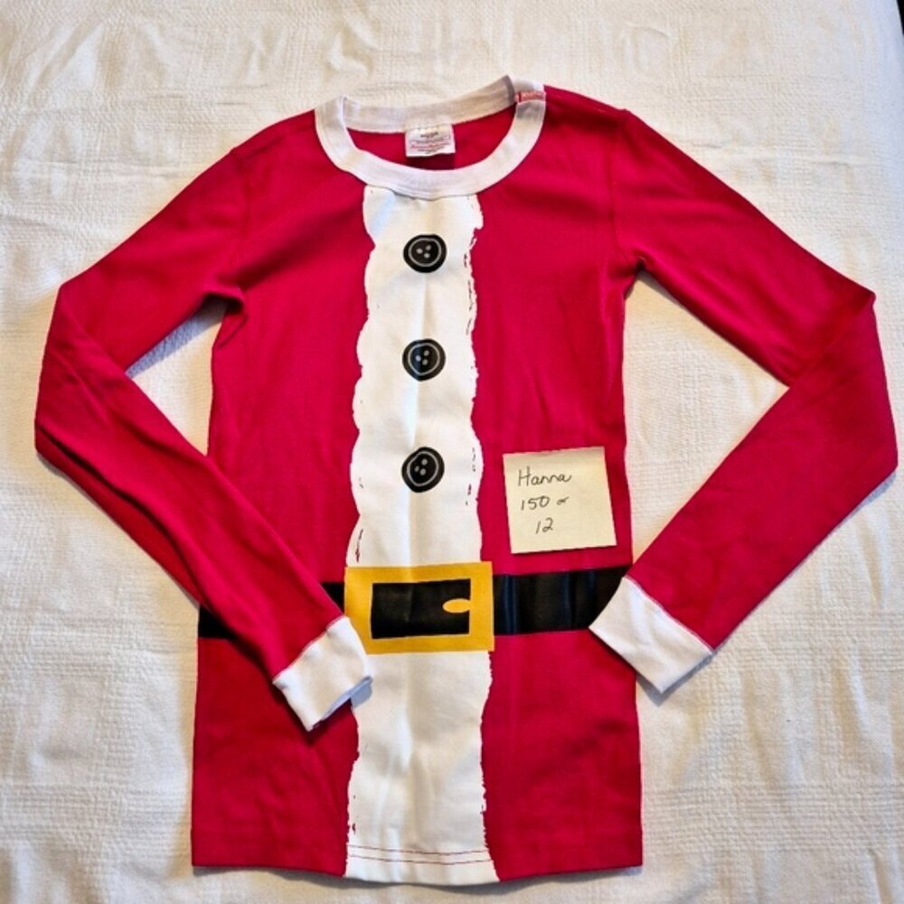 Hanna Andersson boys size 150 or 12 Santa pajama shirt VVGUC